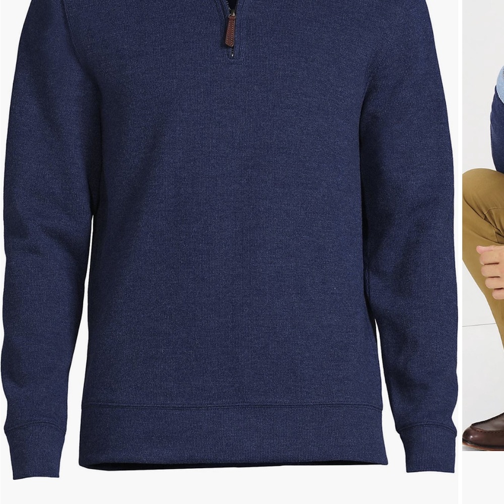Lands' End Bedford Rib Men's Quarter-Zip Pullover Sweater Denim Heather Size XL - Picture 11 of 11